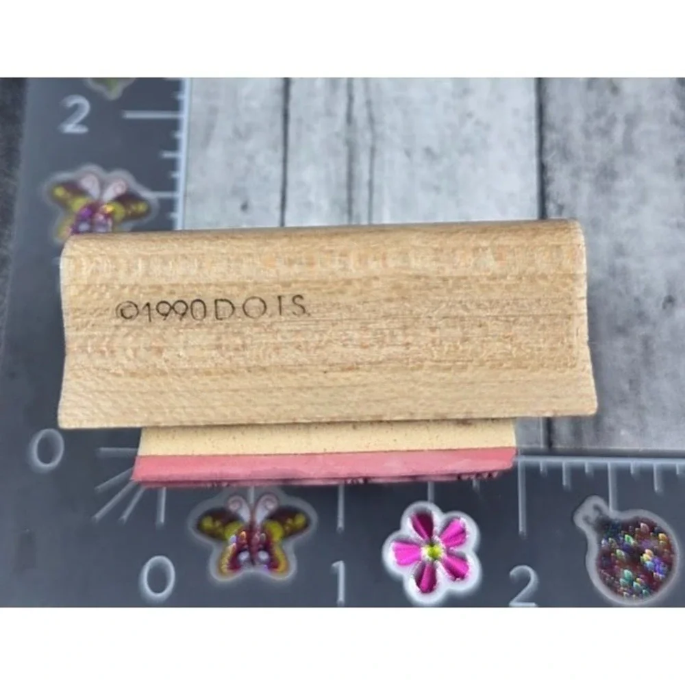 Dots Merry Christmas Country Stitch Folk Holiday 1990 Rubber Stamp Wood #S34